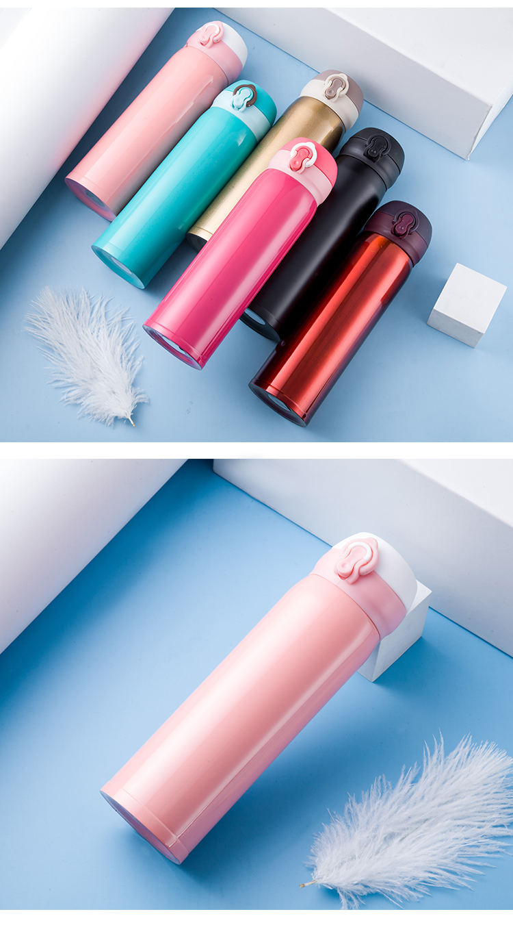 กระติกเก็บอุณหภูมิ ขวดเก็บความเย็น/ร้อน ฝาเด้ง Food Grade Stainless Steel สีแดง ขนาด 500 ml