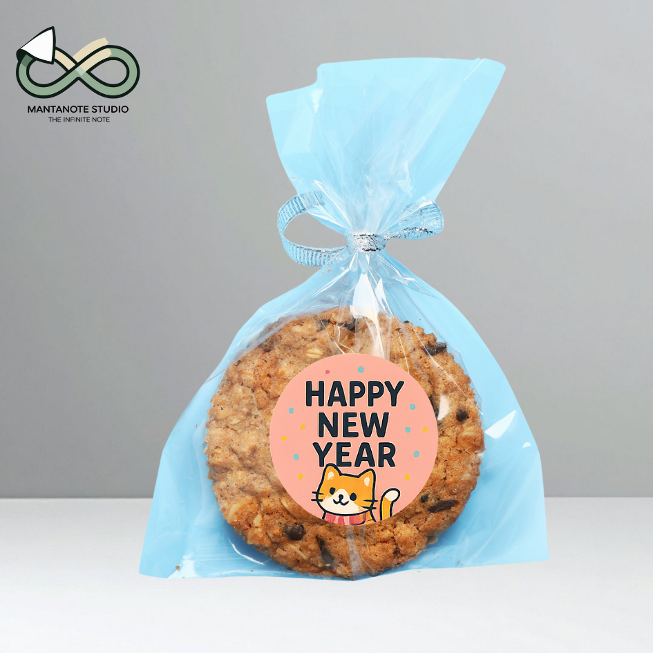 สติ๊กเกอร์ปีใหม่ Happy New Year | สติ๊กเกอร์ตกแต่งของขวัญปีใหม่ | สติ๊กเกอร์ถุงขนม แพ็กเกจของขวัญ น่ารักพรีเมียม