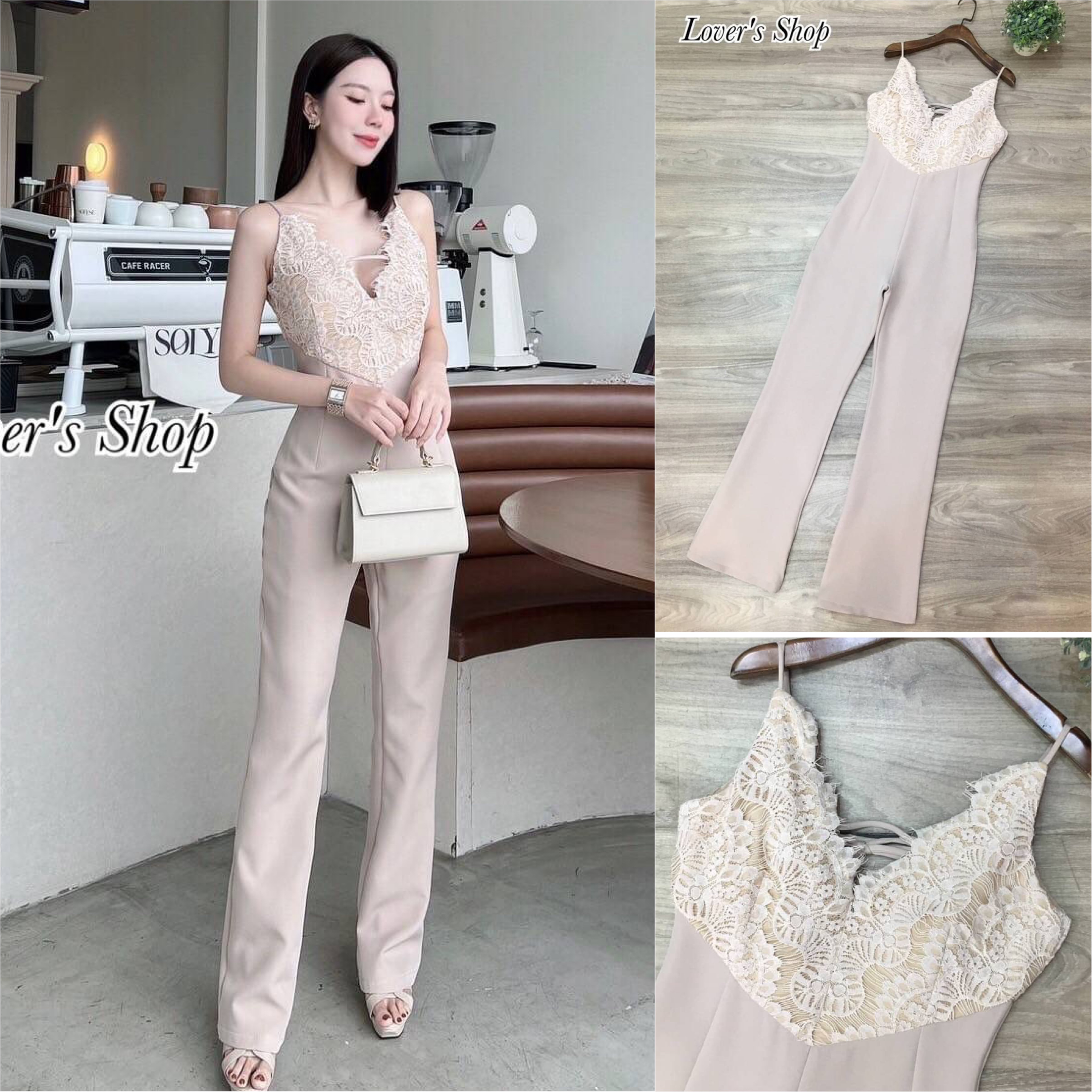 จั้มสูทลูกไม้สายเดี่ยว คอวีหน้า-หลัง สวยเซ็กซี่ แต่ยังคงความไฮโซค่ะ ใช้ผ้าลูกไม้คัดเกรดอย่างดี อกเสริมหองน้ำ ทรงนี้ใส่แล้วแลดูหุ่นดี สินค้าคุณภาพ (พร้อมส่ง)