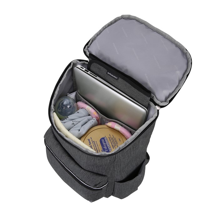 mommore กระเป๋าคุณแม่ กระเป๋าสัมภาระคุณแม่ กระเป๋าแม่ลูกอ่อน กันน้ำ พร้อมแผ่นรองเปลี่ยนผ้าอ้อม จุมาก น้ำหนักเบา เหมาะสำหรับเดินทาง (Dark Grey)