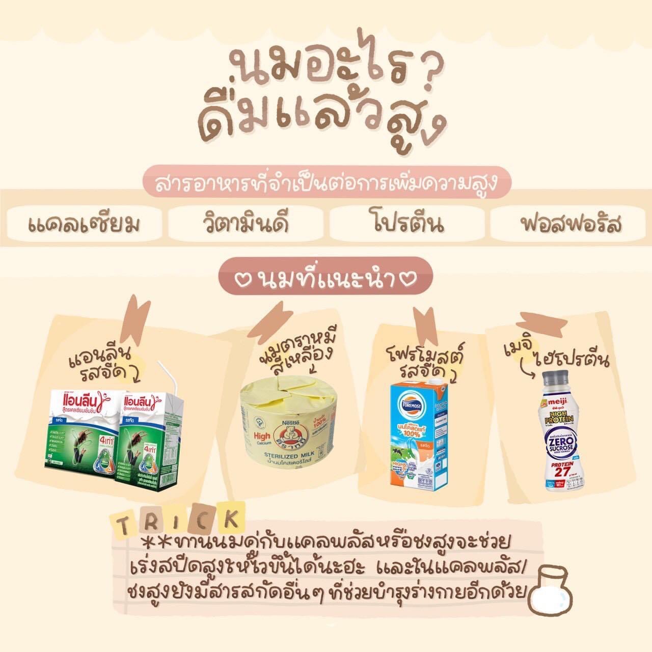 นมอะไรดื่มแล้วสูง