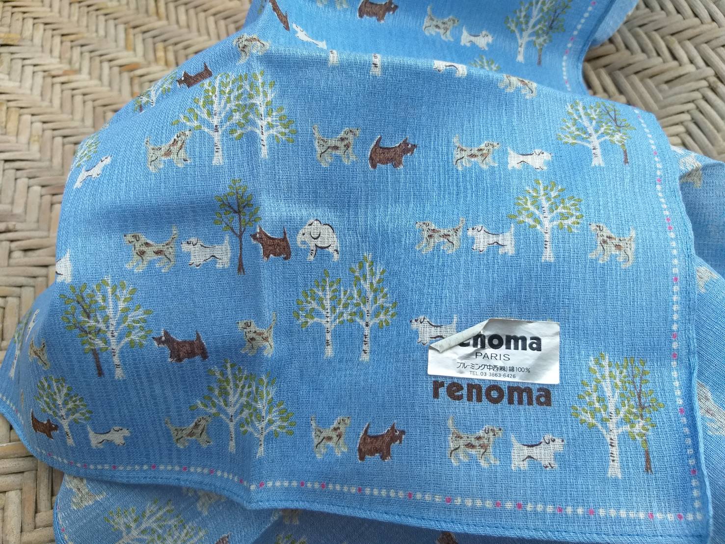 ผ้าเช็ดหน้า renoma ลายน้องหมา ผ้าเก๋มาก