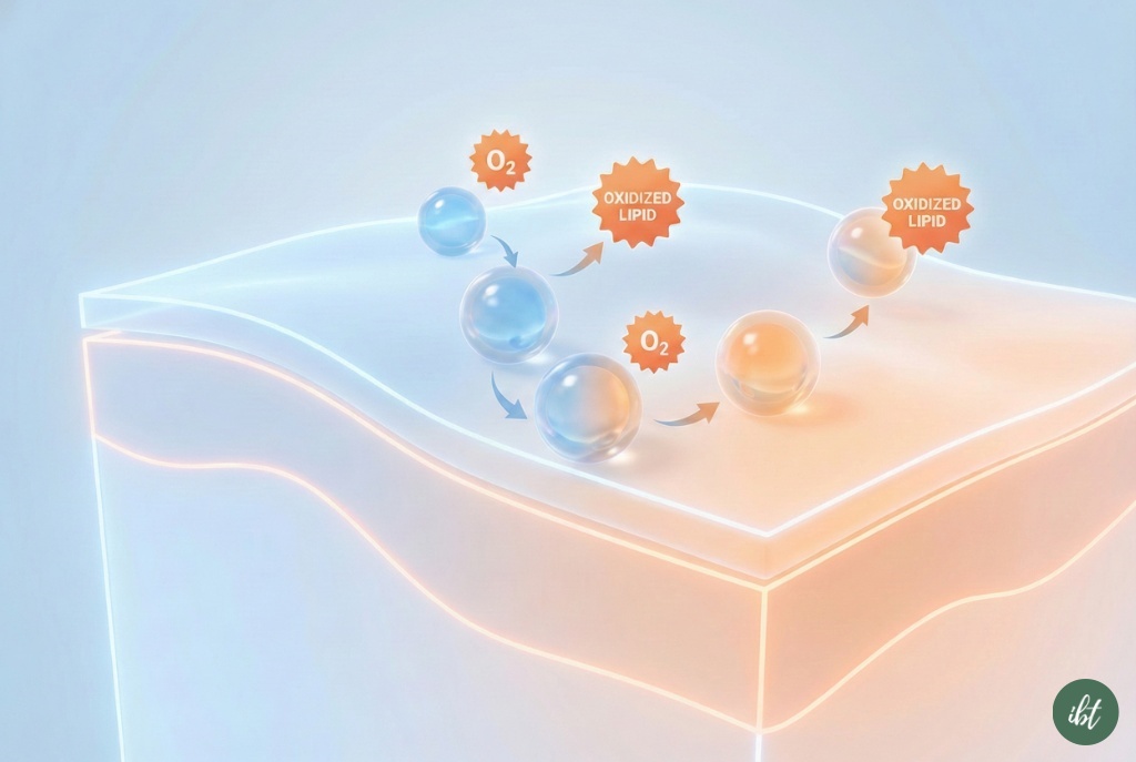 ภาพจำลองโมเลกุลไขมันและการเกิดปฏิกิริยาออกซิเดชันบนผิวหนัง