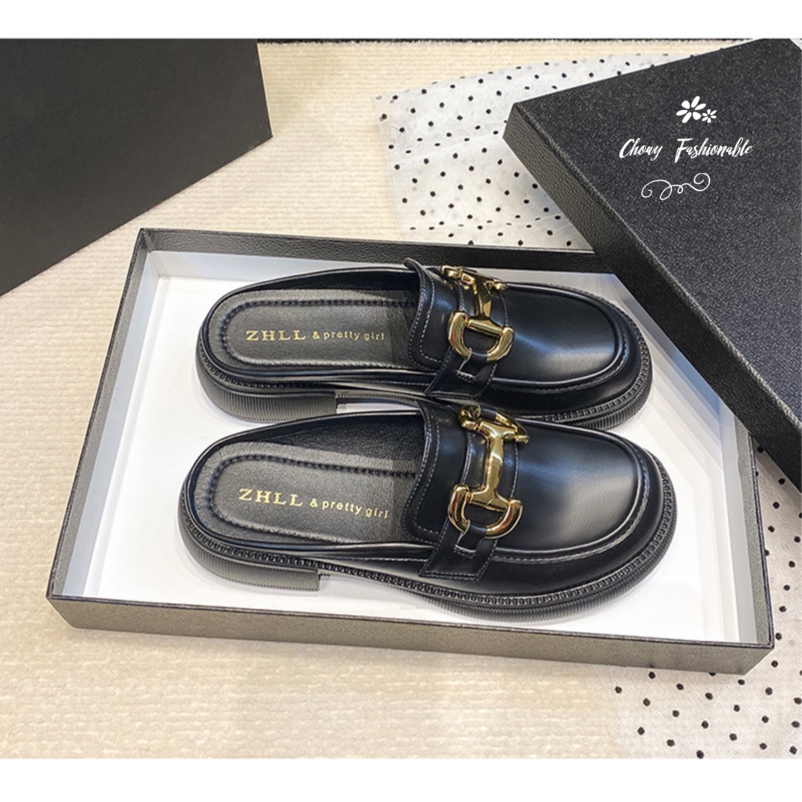 รองเท้าไซส์ใหญ่ 42 EU แตะสวมครึ่งท่อน แตะปิดหัว แตะไซส์ใหญ่ หนังแท้ KR1123