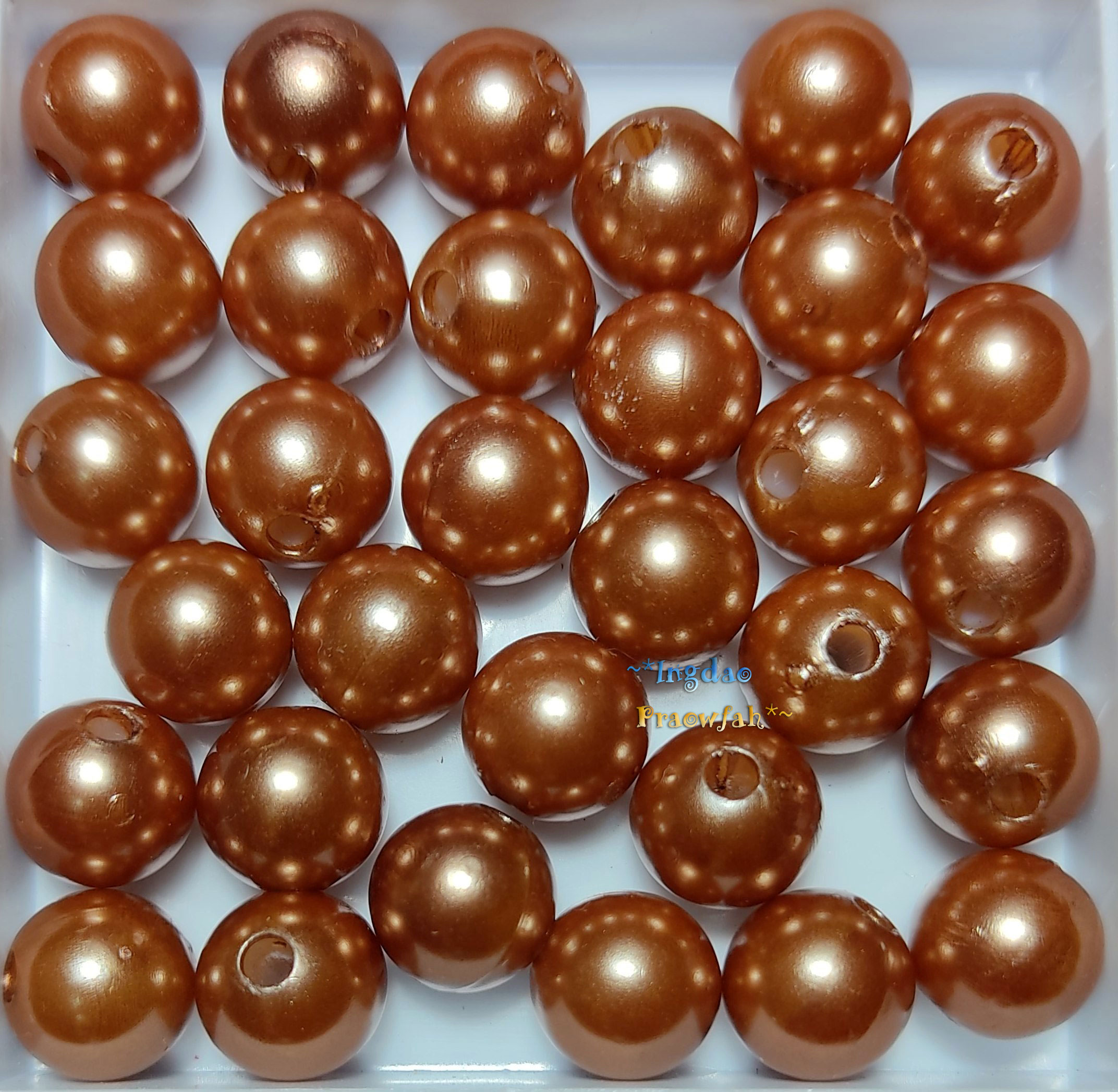 APEARL-10bn มุกอะคลีลิกทรงกลม ขนาด 10 มิล. สีน้ำตาล (20 ชิ้น)