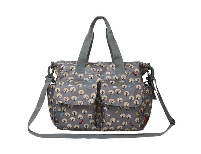 Ecosusi กระเป๋าคุณแม่ กระเป๋าสัมภาระคุณแม่ กระเป๋าแม่ลูกอ่อน แขวนรถเข็นเด็กได้ หิ้ว หรือสะพายไหล่ได้ (Grey Cute Tree)