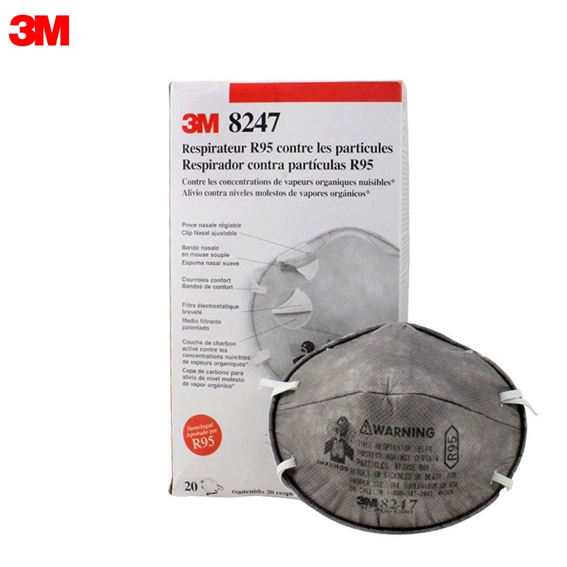 3M รุ่น 8247 (R95) หน้ากากป้องกันไอระเหยสารเคมี,สายคล้องหัว
