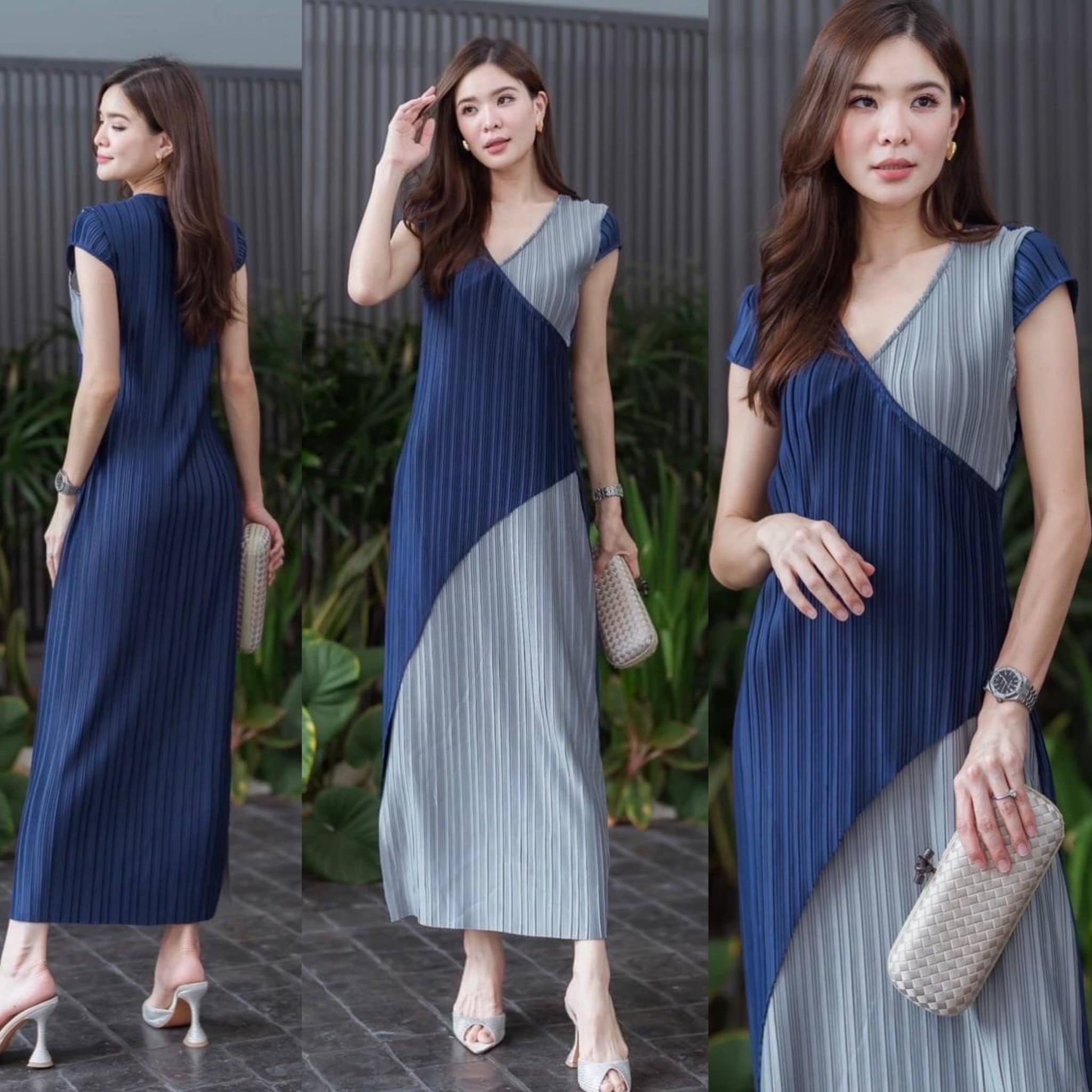 เดรสอัดพลีสแขนครอปตุ๊กตา ทรงคอวี ผ่าด้านข้างเล็กๆ เพิ่มความแซ่บ ทรงสวยมากกก ใส่สบาย สินค้าคุณภาพ (พร้อมส่ง)