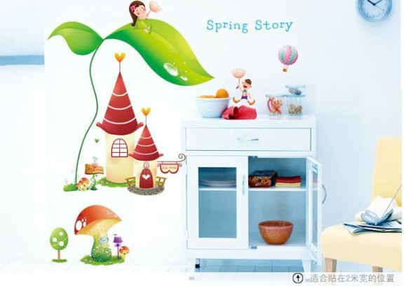 สติกเกอร์แต่งห้อง DIY กันน้ำ ลาย Spring Story ลอกออกแล้วติดซ้ำได้