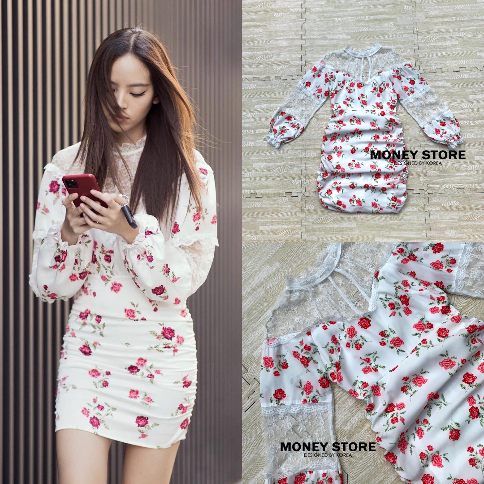 Dress ลายกุหลาบสีแดง งานเย็บย่นช่วงข้างลำตัว แต่วลูกไม้ชนิดบางอ่อน ลงตัวมากกกๆ งานหรู แพงง มาพร้อมซับด้านในตลอดทั้งตัว สีซิปที่ด้านหลัง สวมใส่ง่ายค้า ใส้ออกงานได้ : สินค้าคุณภาพ พร้อมส่ง