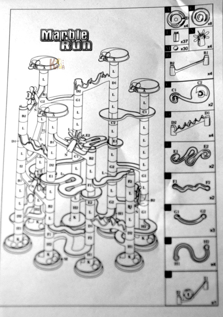 ของเล่นตัวต่อรางสไลเดอร์ลูกแก้ว Marble Run 105 ชิ้น