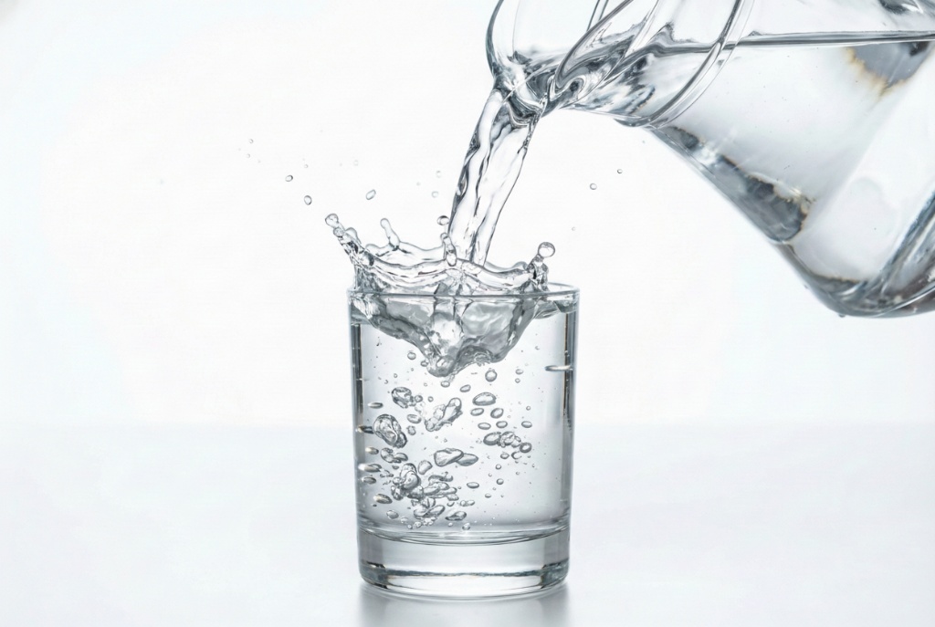 การเทน้ำเปล่าลงแก้ว สื่อถึงการดื่มน้ำให้เพียงพอเพื่อละลายเสมหะ