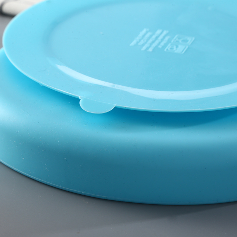 NanaBaby จานก้นดูดซิลิโคน จานหลุมเด็กซิลิโคน จานดูดเด็ก 3 ช่อง มีฝาปิด+หลอดดูด BPA-Free