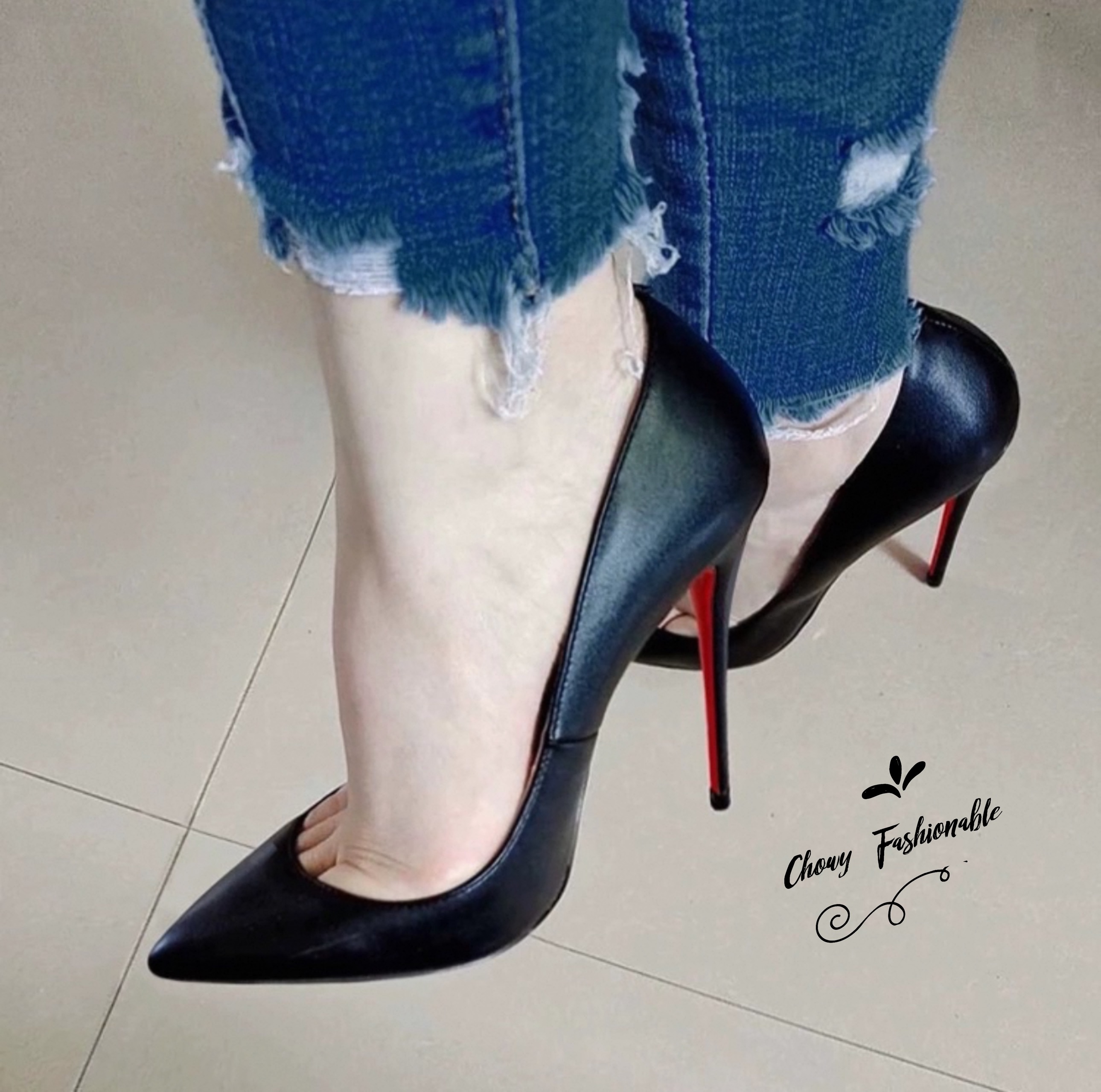 รองเท้าส้นสูงไซส์ใหญ่ 40-52 หนังแท้ หนังแมท คัชชูส้นสูงหัวแหลม ส้นเข็ม 10 ซม Pointed High Heel Real Leather CHOWY KR0616MT10