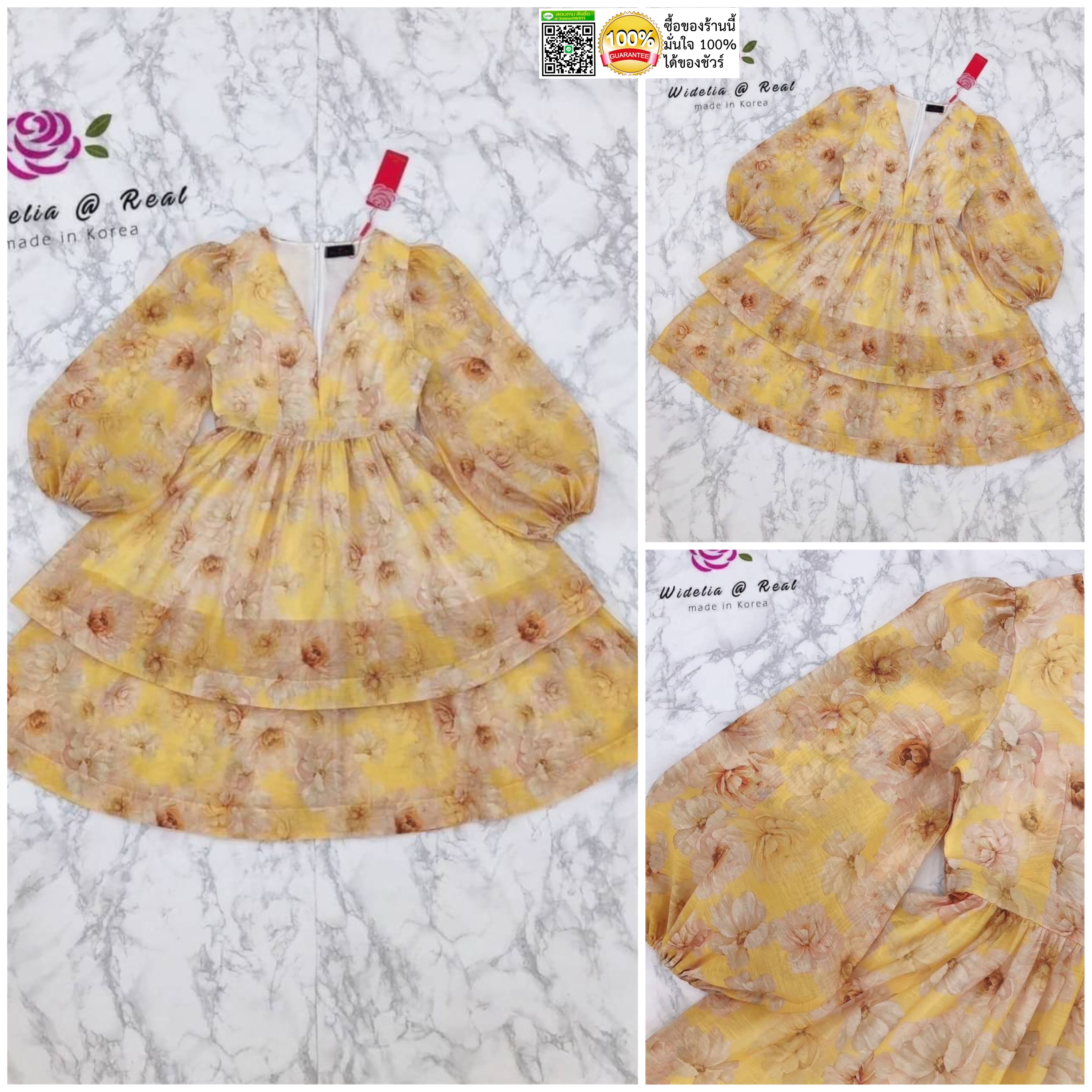 Dress :: เดรสตัวสั้นสวยทรงดี คอวีเก๋ ท่อนแขนพองเป็นทรงสวย ทรงเดรสทรงเอบาน พริ้วสวย สินค้าคุณภาพ (พร้อมส่ง)