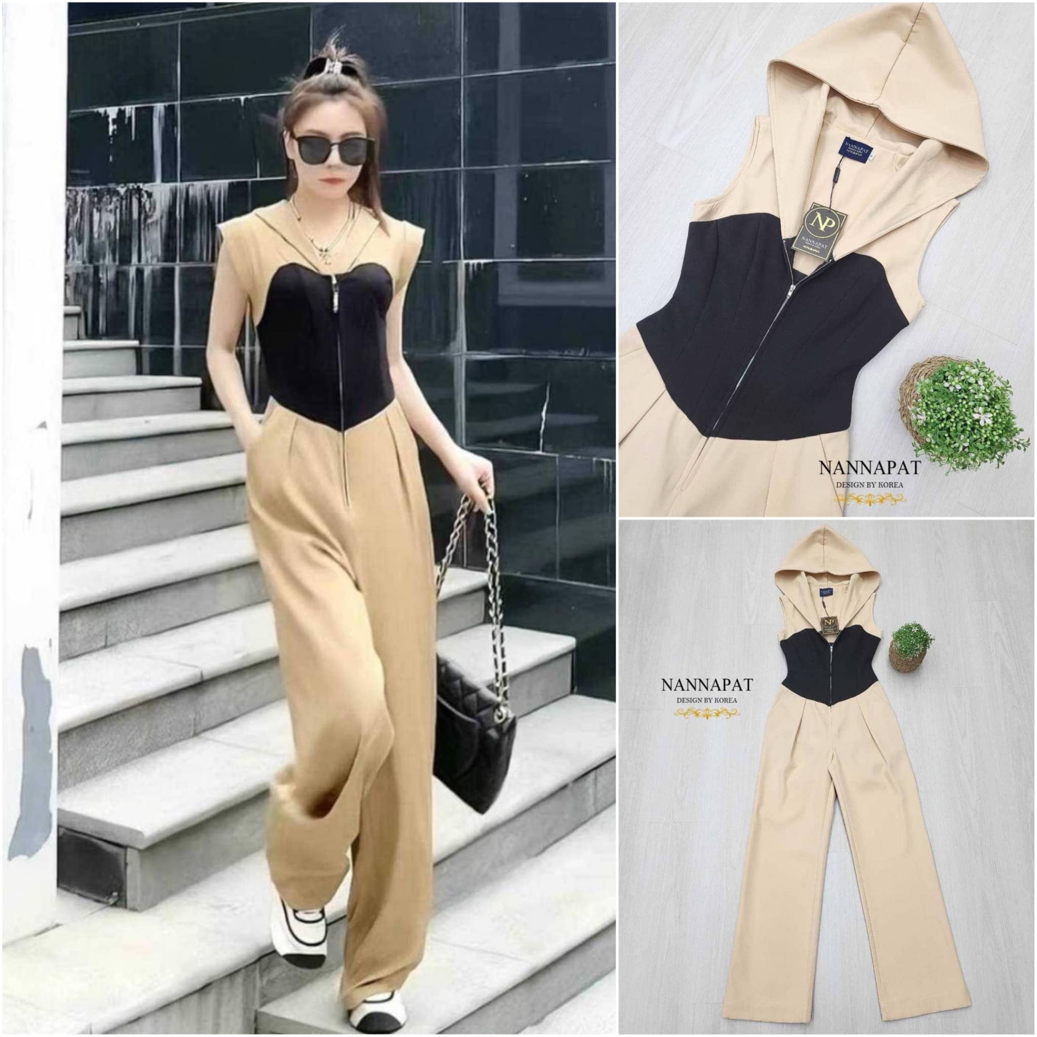 Jumpsuit ลุคสวยเก๋มากๆ ใส่สบายมีซับในอย่างดี ทรงสวย งานซิปหน้า มีฮู๊ดเก๋ๆ ใส่สบาย สินค้าคุณภาพ (พร้อมส่ง)