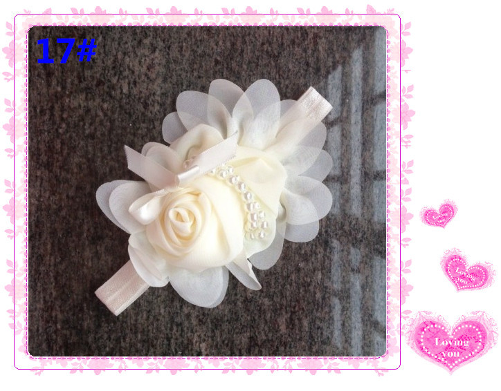 ผ้าคาดผมทารก ดอกไม้ประดับเส้นมุก น่ารักสไตล์ยุโรป