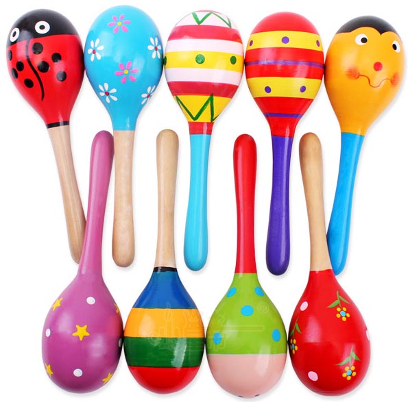 เครื่องดนตรี ลูกแซกไม้หลากสี ขนาดกลาง 19 ซม.