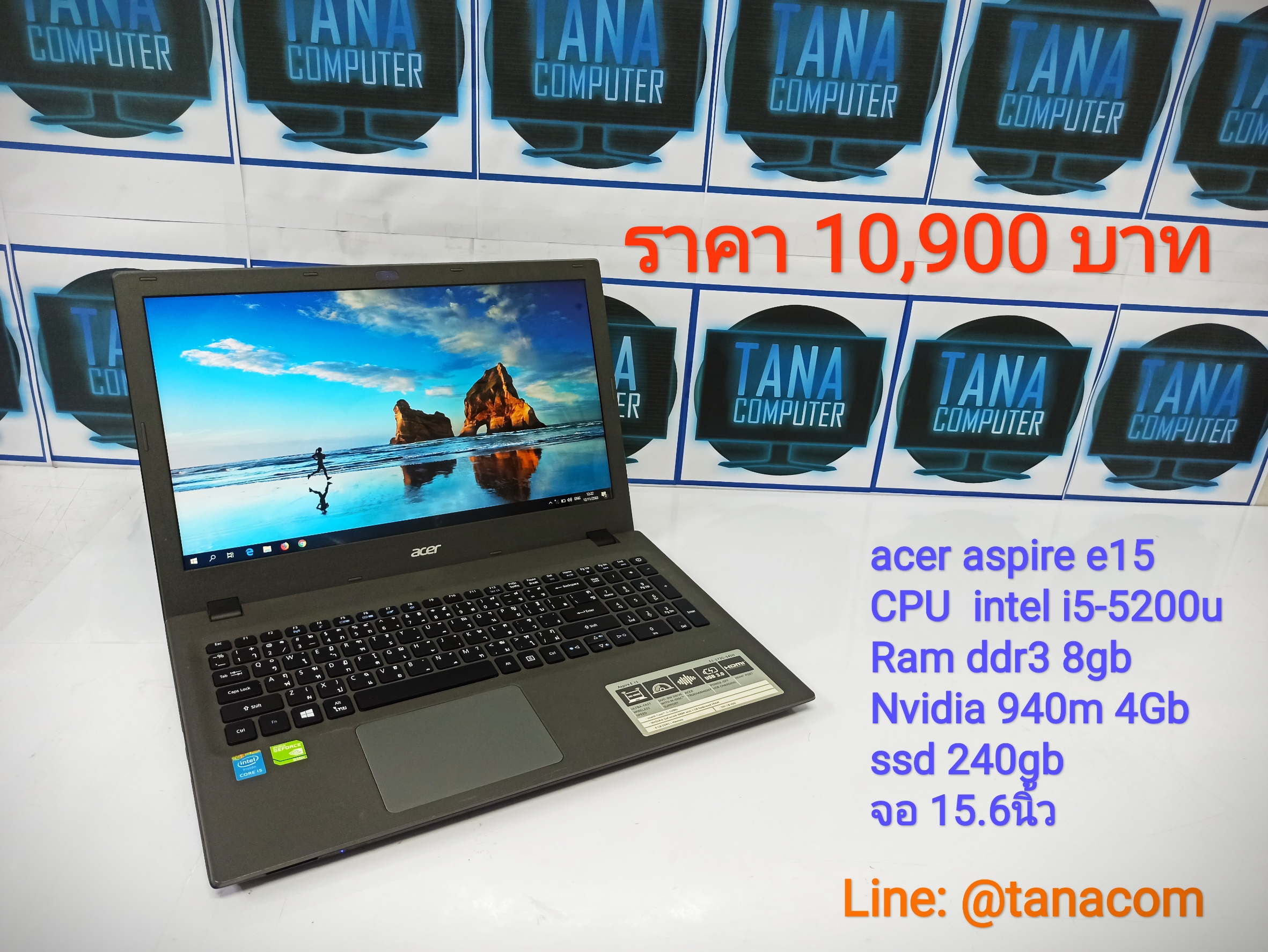 (10,900)Notebook ACER เล่นเกมส์ออนไลน์ ตัดต่อได้ I5 GEN5 Ram 8GB SSD240GB VGA NVIDIA 4GB