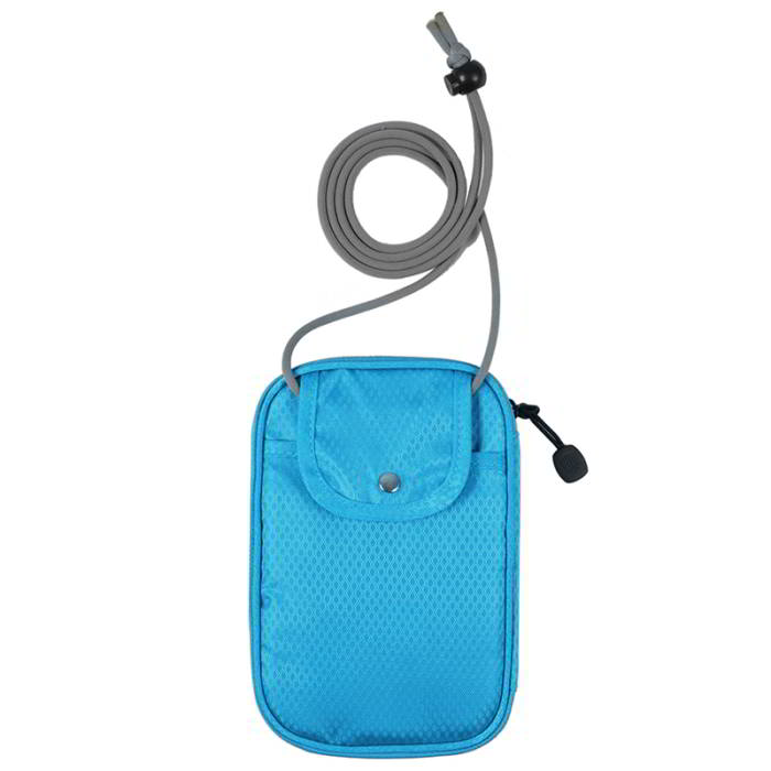 กระเป๋าใส่พาสปอร์ตห้อยคอ คล้องคอได้ กระเป๋าใส่หนังสือเดินทาง ป้องกันการขโมยข้อมูลบัตรเครดิตด้วยคลื่น RFID (Blue)