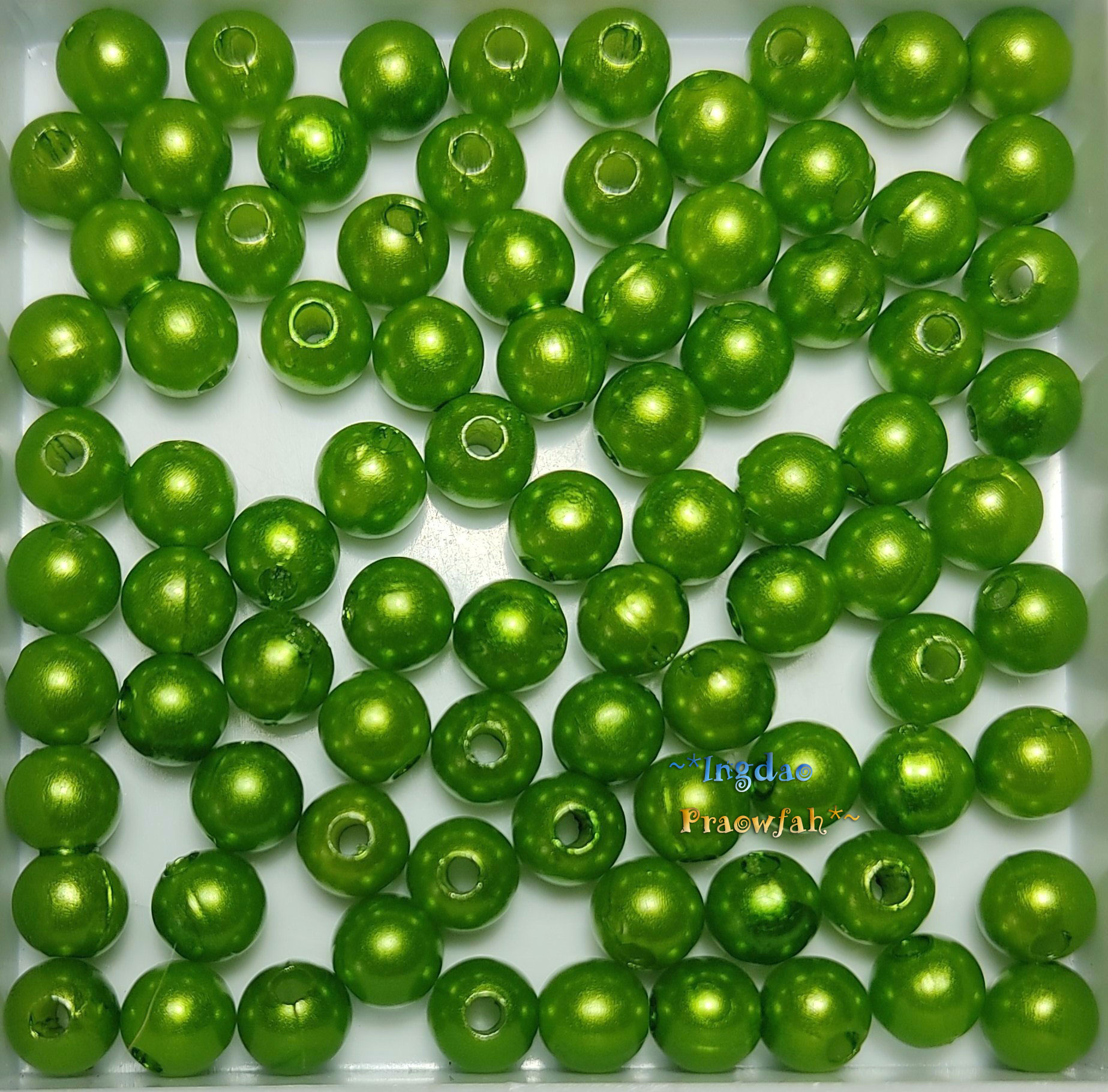 APEARL-6gn มุกอะคลีลิกทรงกลม ขนาด 6 มิล. สีเขียว (100 ชิ้น)