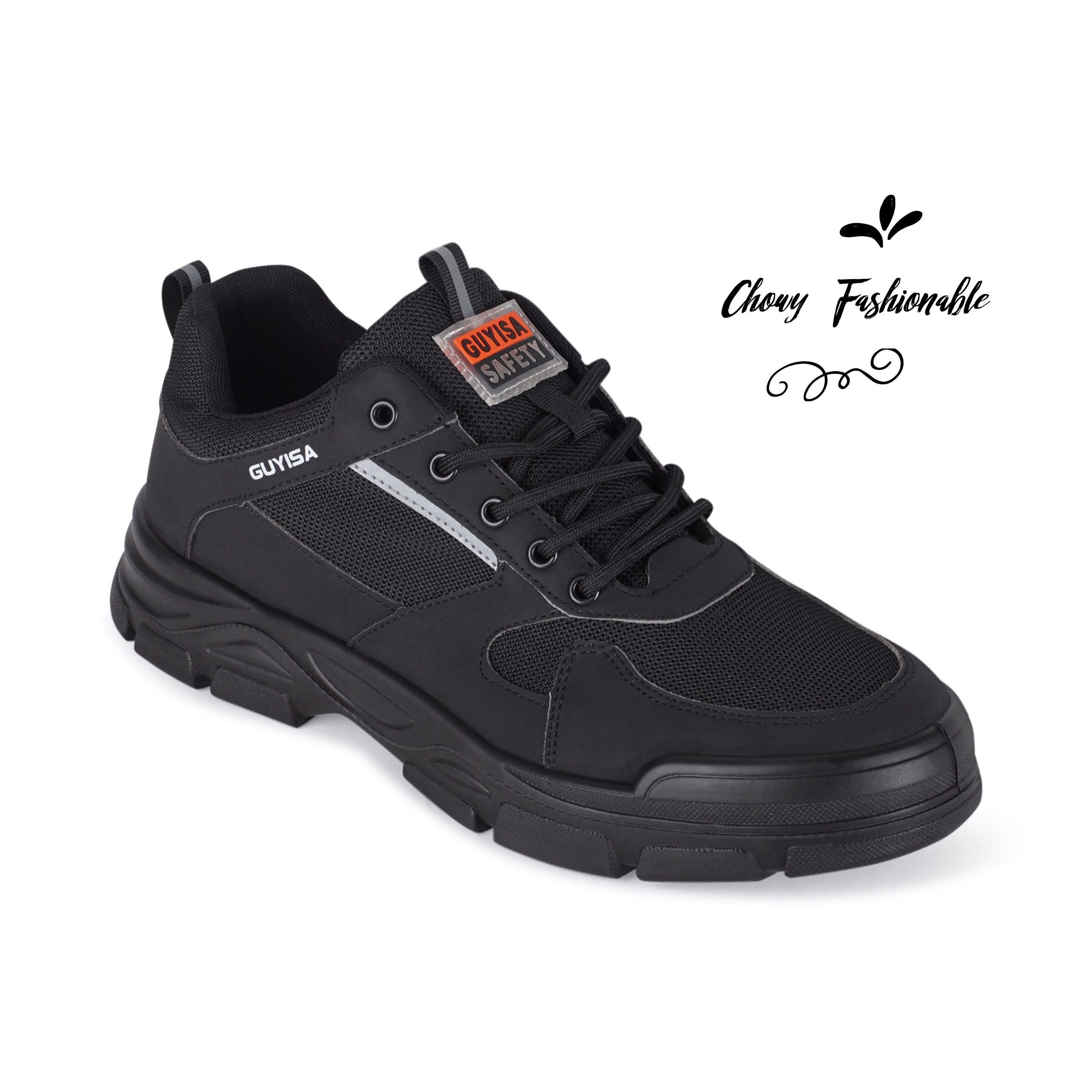 รองเท้าเซฟตี้แฟชั่น ไซส์ 42-48 Safety Shoes ผ้าใบเซฟตี้ไซส์ใหญ่ สีดำ รองเท้านิรภัย KR1207