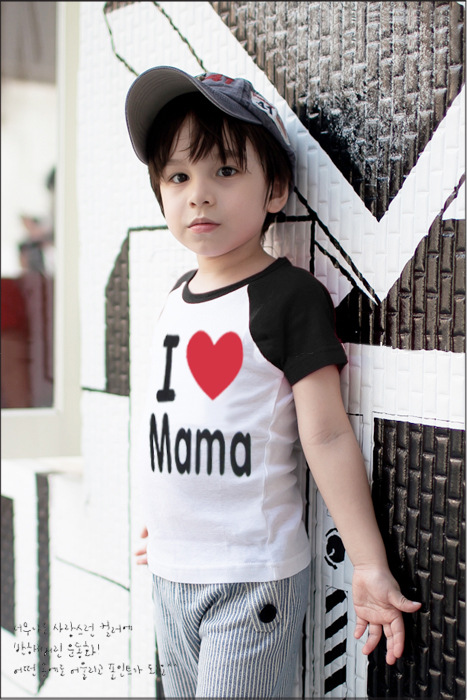 เสื้อยืดเด็ก 0-3 ปี แขนสั้น I Love Papa & I Love Mama ขนาด 80/90/95/100/110