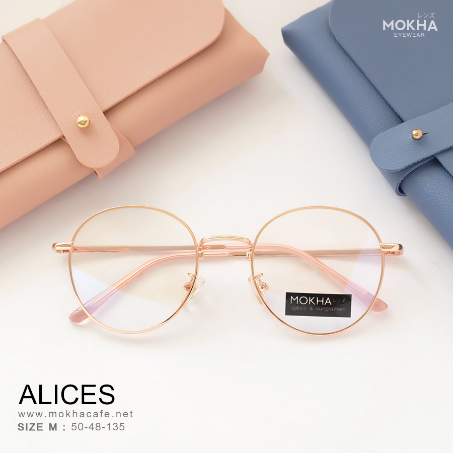กรอบแว่น ALICES - rose gold pink กรอบโลหะทรงกลม กว้าง 135 มม.(sizeM) H48