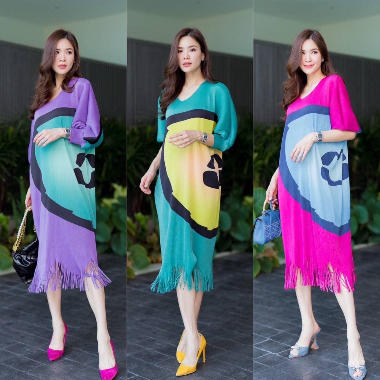 เดรสพลีทแบบงาน Brand งานเกาหลีแท้ 🇰🇷 สวยปังญ่า 👍🏻 ตัวชุด เป็นทรงคอยู 👍🏻 สินค้าคุณภาพ (พร้อมส่ง)