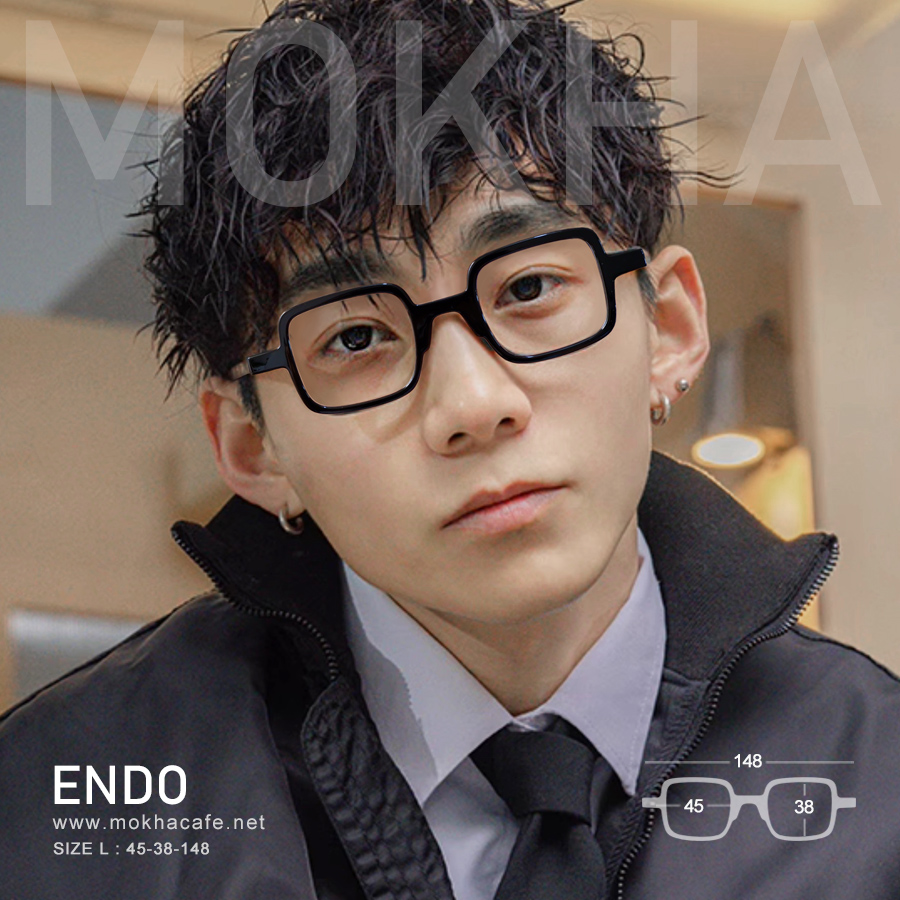 ENDO - black กรอบแว่น ทรงเหลี่ยม TR90 ยืดหยุ่น กว้าง 148 มม. (sizeL) H38