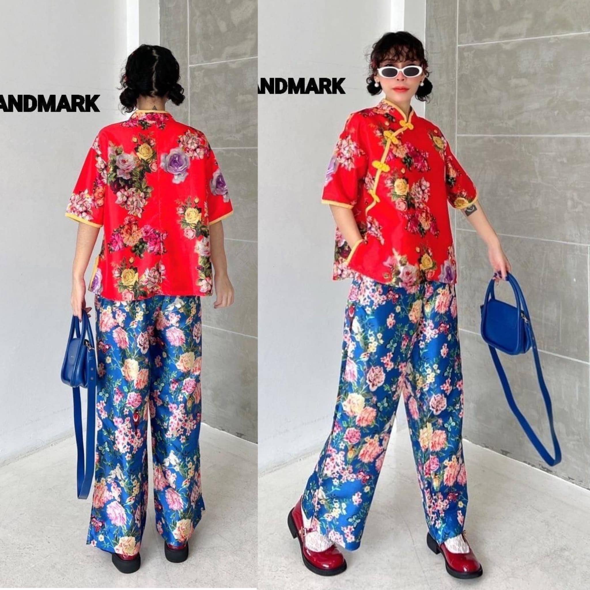 ชุดเซ็ทกี่เพ้า 2โทน แมตช์สีสันสดใส . สินค้าคุณภาพ (พร้อมส่ง)