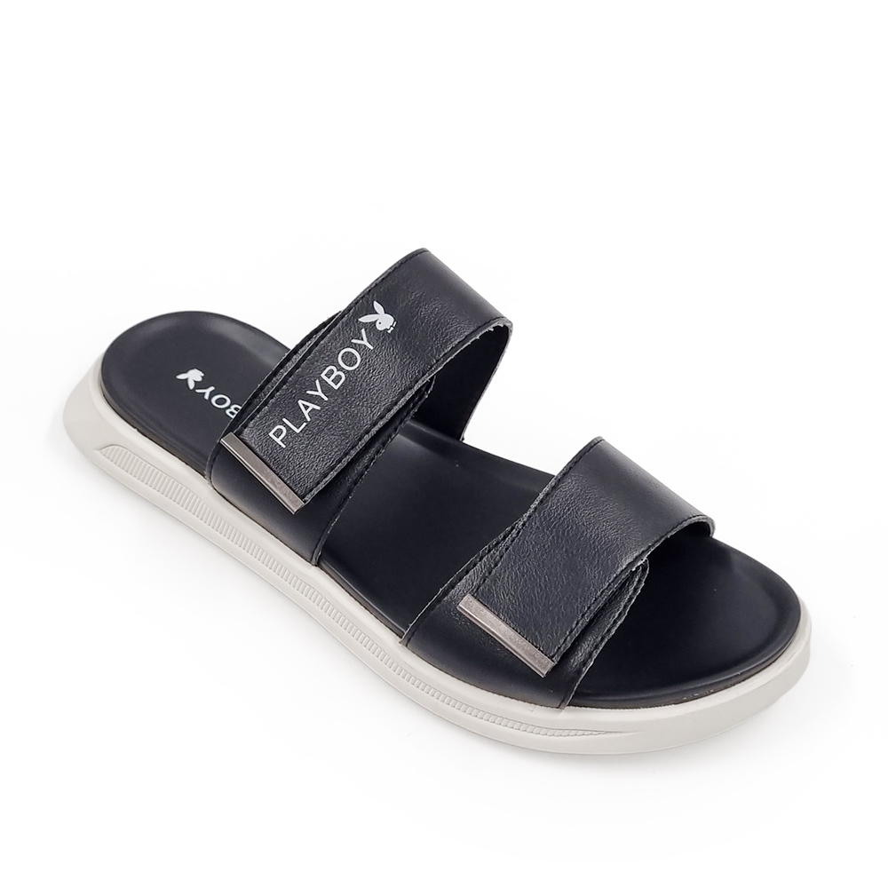 รองเท้าแตะไซส์ใหญ่ 44 EU Sandal Men แบบเทปแปะ สีดำ KR1009BL