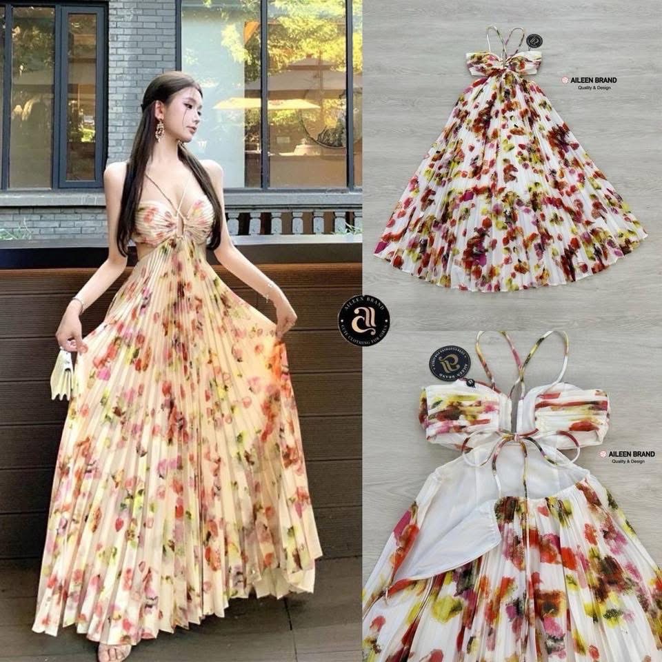 Maxi เดรสเกาะอก ดีไซน์แต่งสายไขว่หน้า ยาวถึงหลัง ผูกหลัง เพิ่มความเซ็กซี่ด้วยกานแต่งเว้า ช่วงอก เอวและหลัง ช่วงเอวด้านหลังแต่งจั้มสม๊อค ซิปข้าง ใส่สบาย : สินค้าคุณภาพ (พร้อมส่ง)