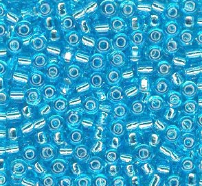 SB11-018 ซีดบีดไซส์เล็ก 2 มิล. สีฟ้าอะควาแกนสีเงิน Silverlined Aqua (20 กรัม)