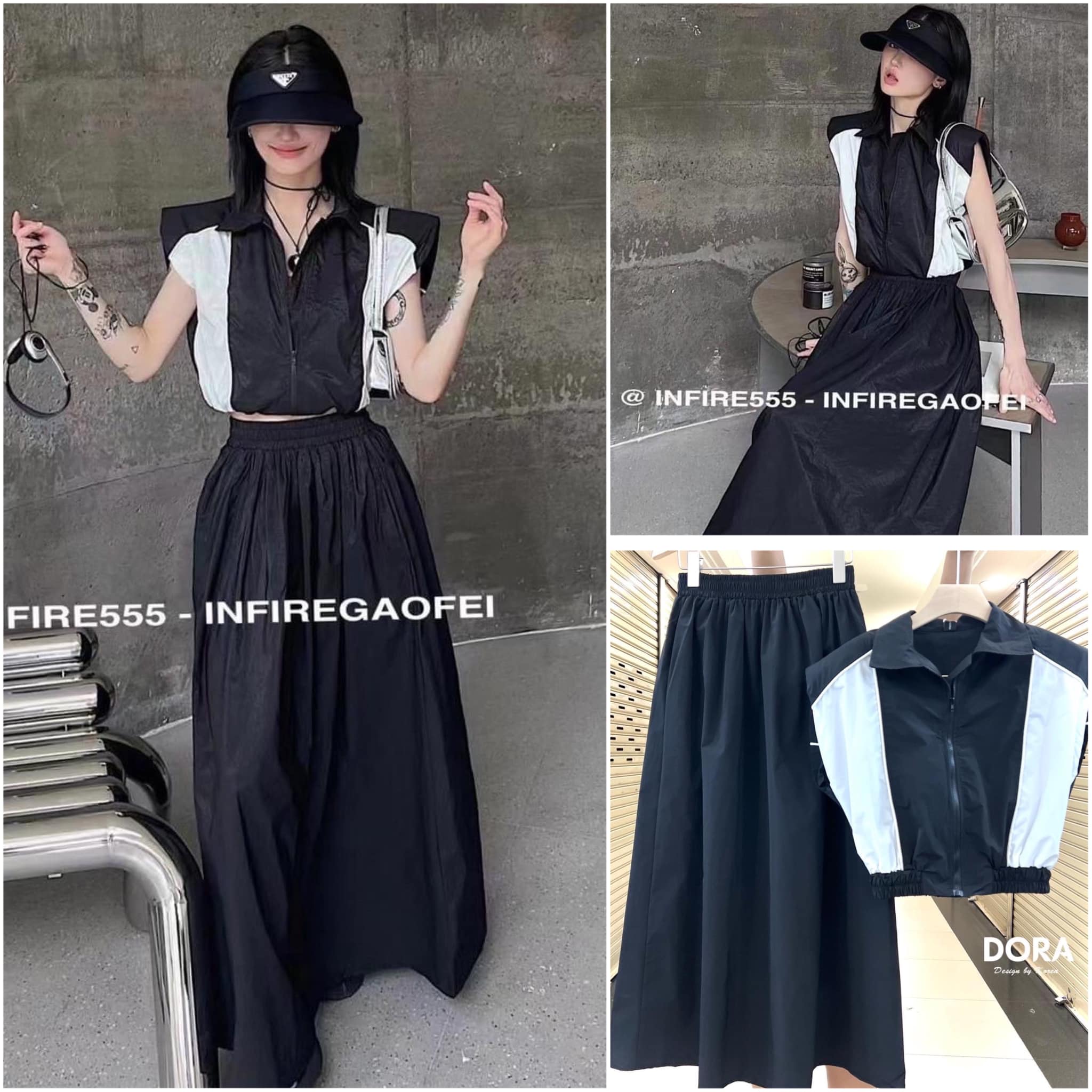 Set เสื้อ+กระโปรงผ้าร่ม เสื้อซิบหน้า กระโปรงเอวยืดสบาย ชุดนี้สวยเท่ ครบ น่ารักจัดเลยค่ะ สินค้าคุณภาพ (พร้อมส่ง)