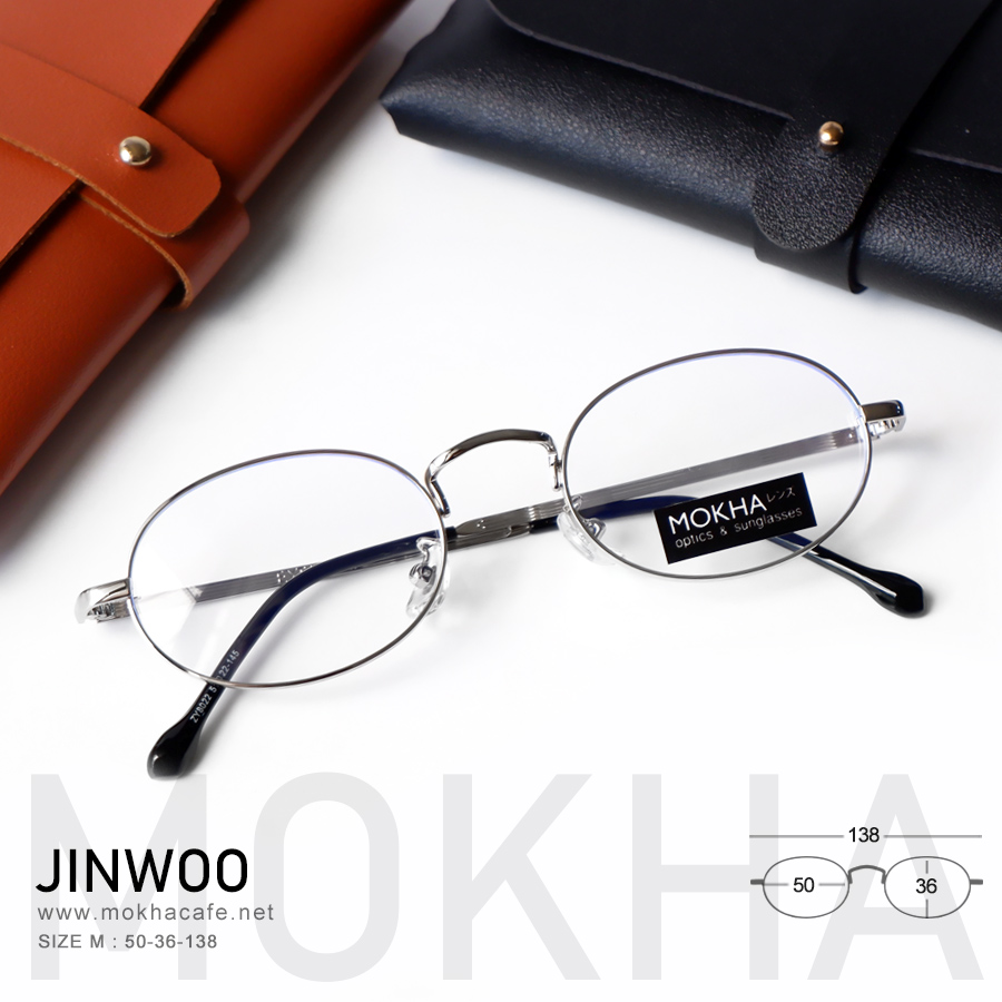 JINWOO - silver กรอบโลหะ แว่นทรงกลม รีหยดน้ำ กว้าง 138 มม.(sizeM) H36 กรอบแว่น