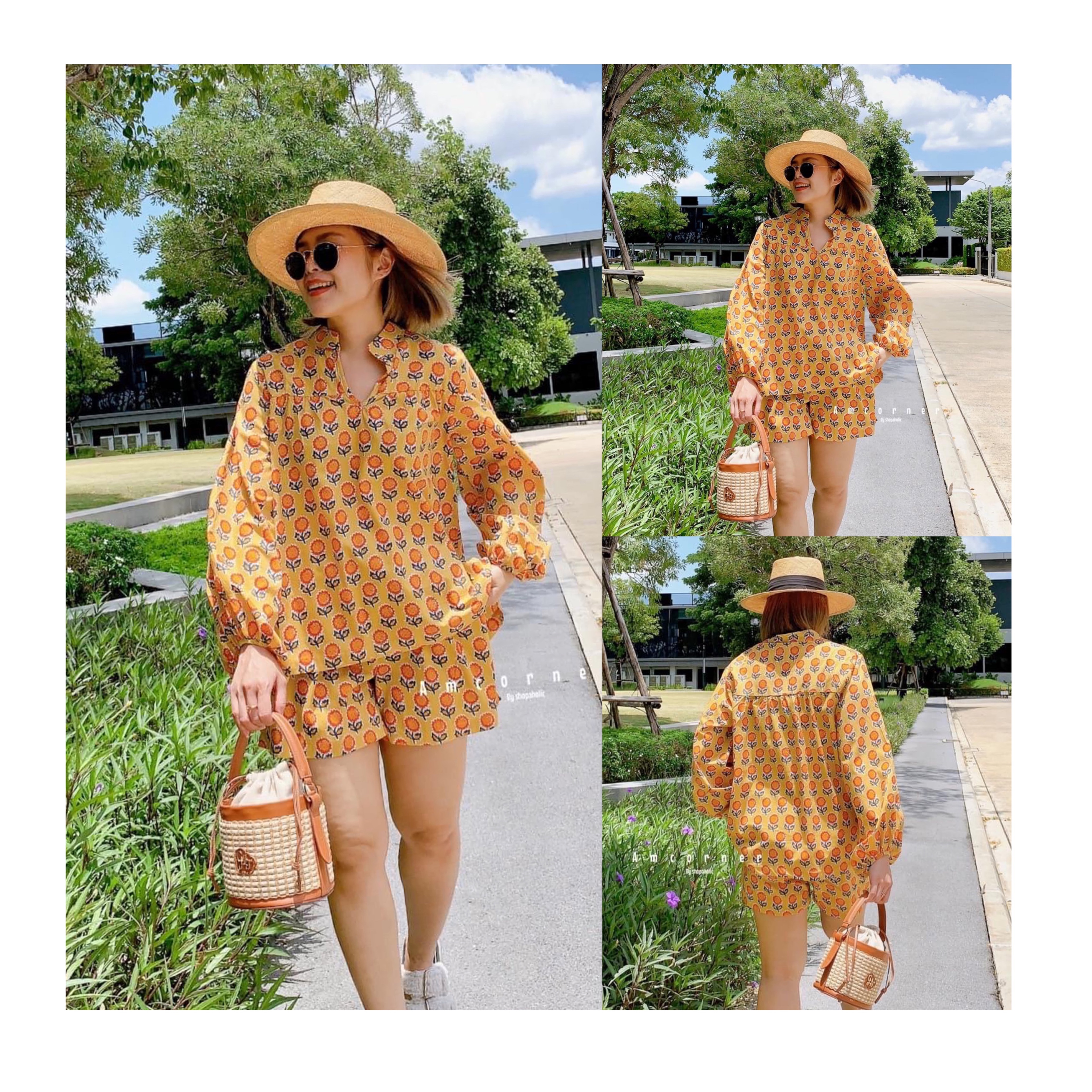 Boho set เสื้อ+กางเกงขาสั้น ผ้าcottonอินเดีย เนื้อดี เนื้อนิ่ม ใส่สบาย สินค้าคุณภาพ (พร้อมส่ง)