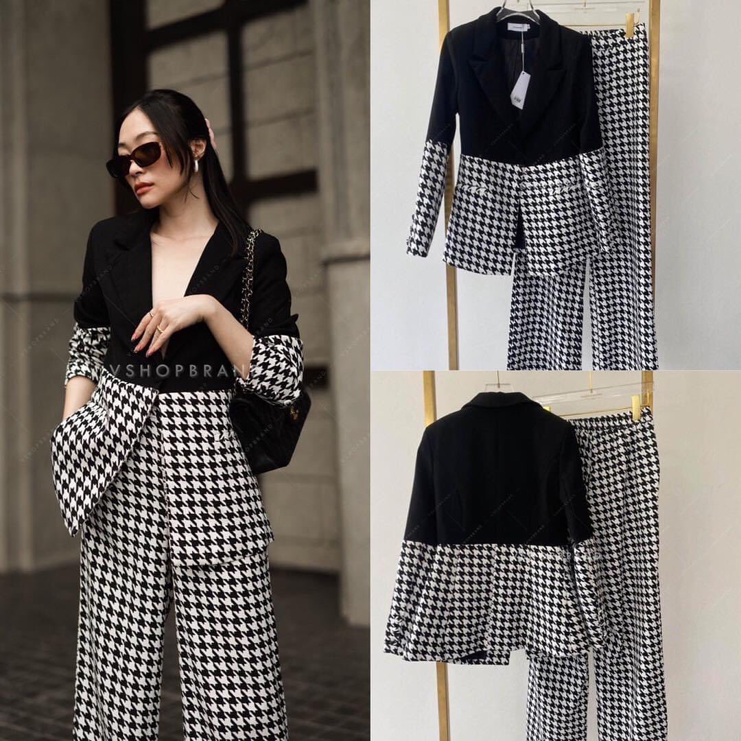 Set สูททูโทน + กางเกงขาวยาวลายชิโน : สินค้าคุณภาพ (พร้อมส่ง)