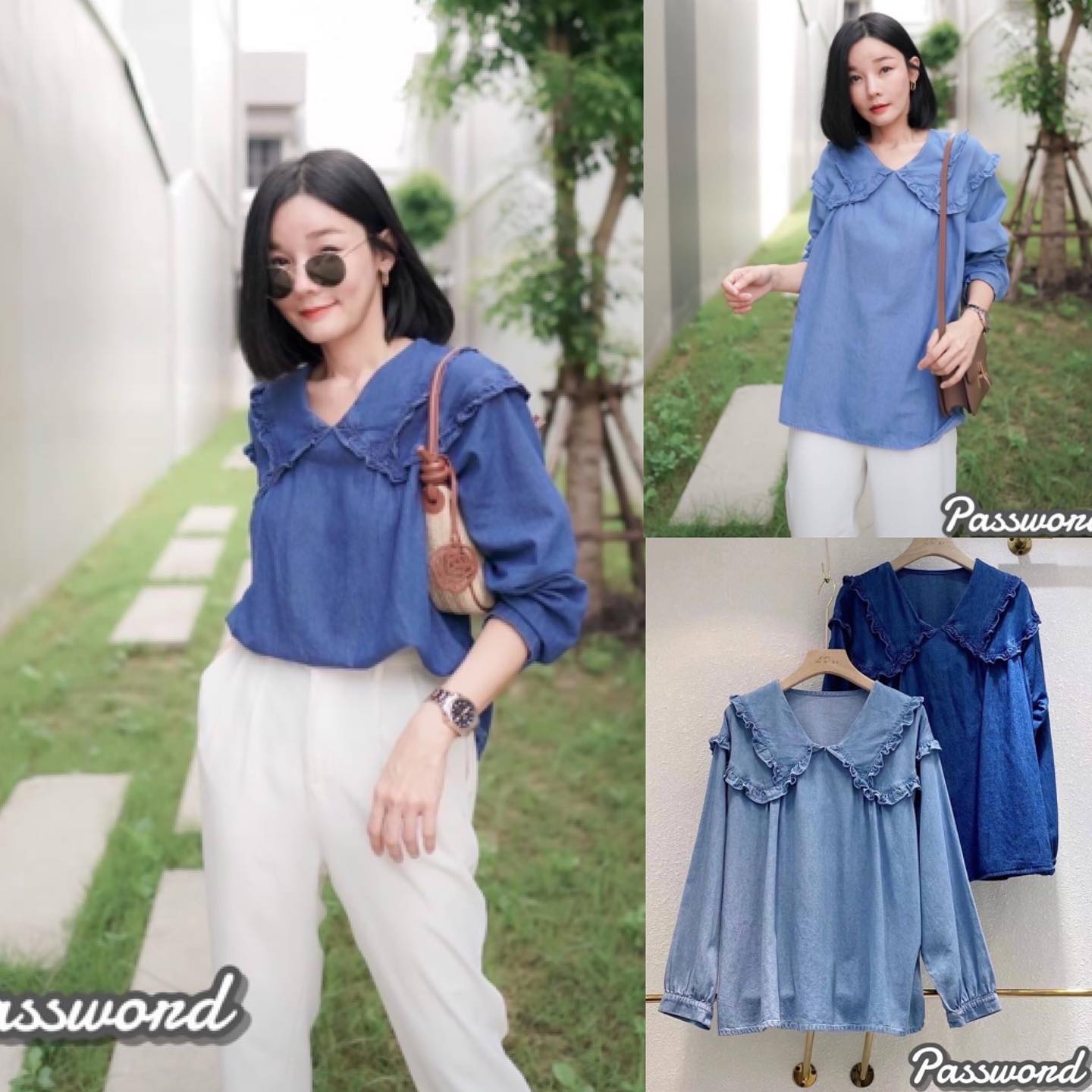 เสื้อยีนส์คอปกผ้ายีนส์พรีเมียมเลยค่า เนื้อยีนส์ฟอกนุ่มนะคะ ใส่เย็นสบายแน่นอน : สินค้าคุณภาพ (พร้อมส่ง)