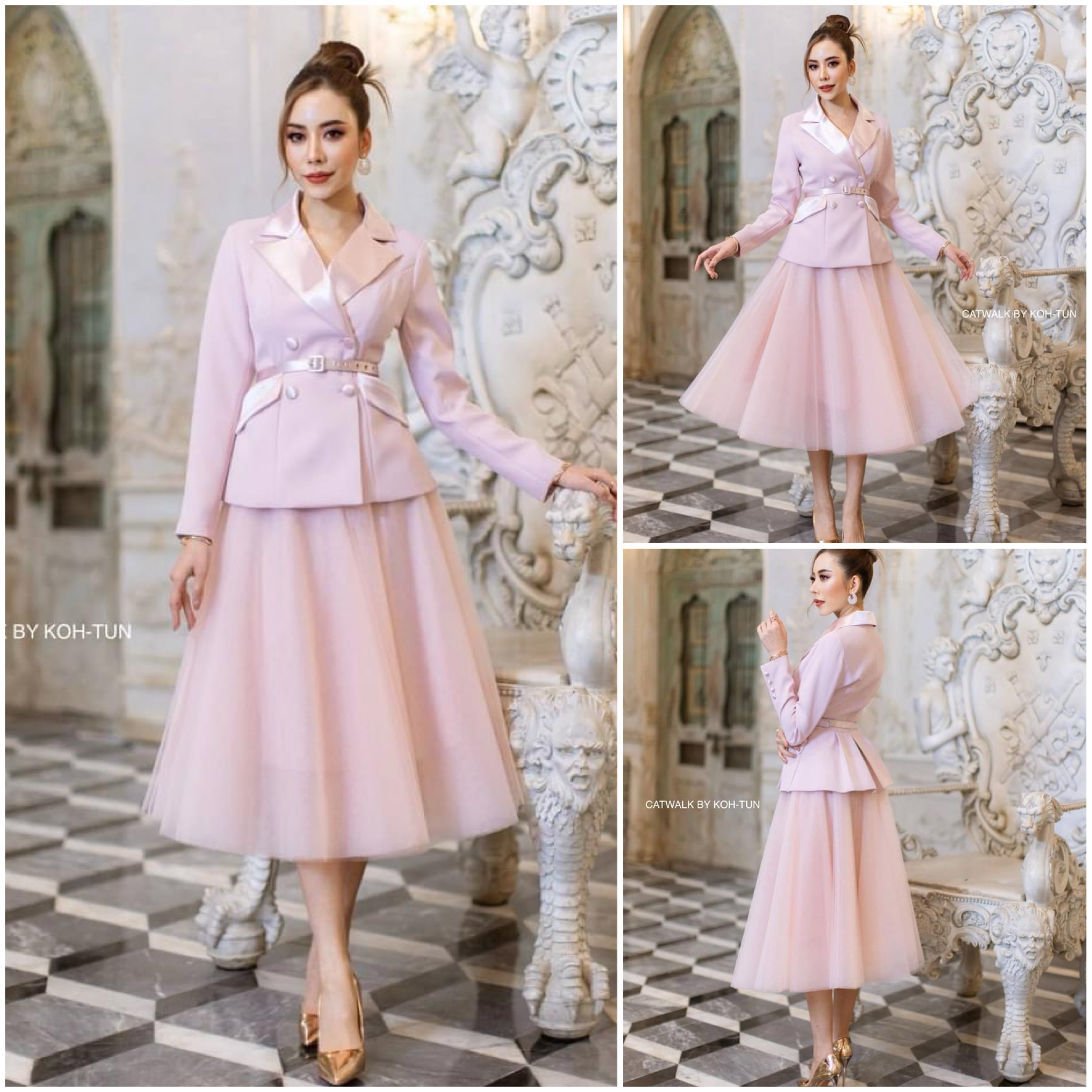 เซตBLAZER ปกเลื่อม+กระโปรงสุ่ม+เข็มขัด เนื้อผ้าเกรดเอ สินค้าคุณภาพ (พร้อมส่ง)