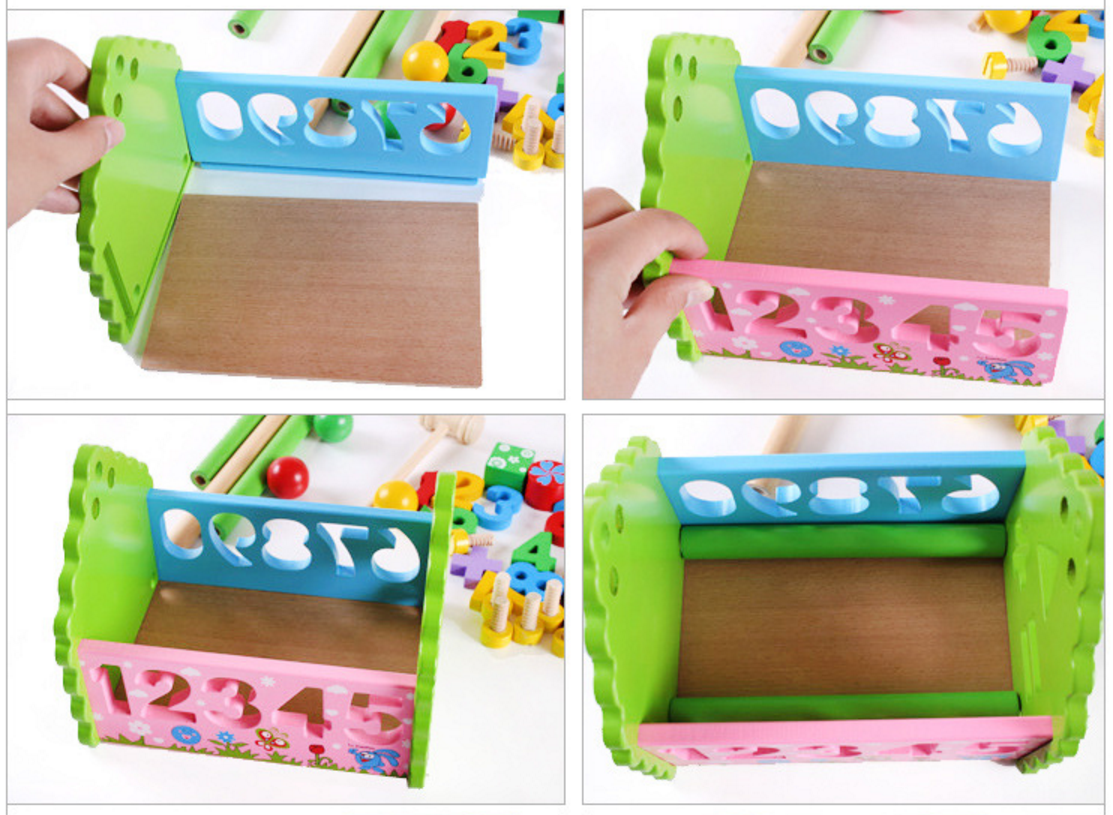 ของเล่นไม้ บ้านกิจกรรมหยอดบล็อค ตอกบอล เสริมพัฒนาการ