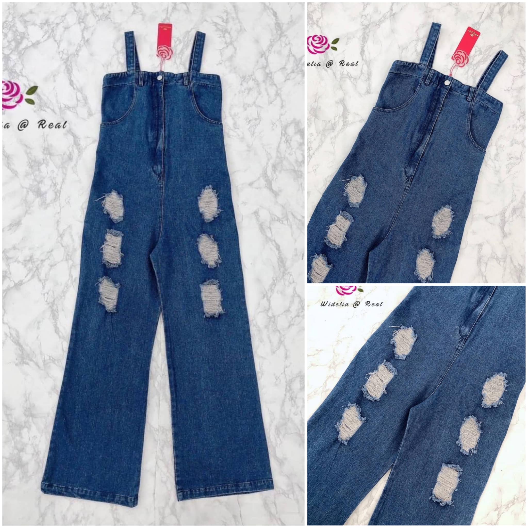 Jumpsuit จั้มสูทสายเดี่ยวขายาว สุดปัง กรี๊ดมากแม่สำหรับรุ่นนี้ เนื้อผ้ายีนส์แท้ 100% สินค้าคุณภาพ (พร้อมส่ง)