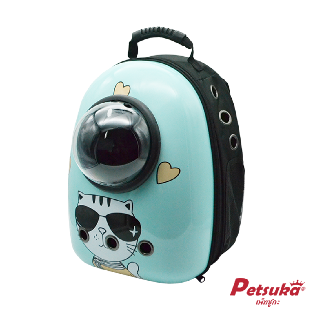 กระเป๋าสะพายสัตว์เลี้ยง Petsuka แบบแคปซูลอวกาศ มีช่องมอง สีฟ้า