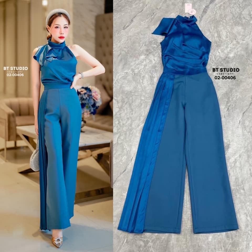 เซท 3 ชิ้น เสื้อคอกุดคอปิด เล็กน้อยแต่งระบายที่ด้านข้างมาพร้อม เข็มกลัด แมทซ์กับกางเกงขายาวเอวสูง ใส่สบาย สินค้าคุณภาพ (พร้อมส่ง)