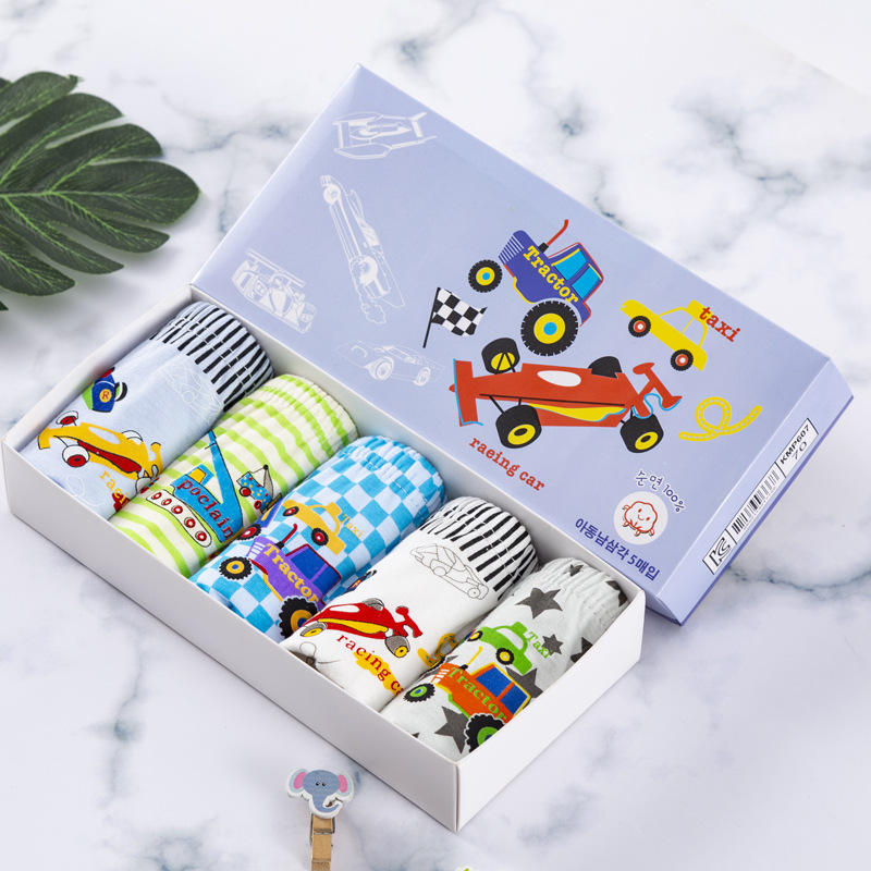 [แพค 5 ตัว] กางเกงในเด็กชาย กกน.เด็ก สไตล์เกาหลี ผ้าฝ้าย 100% Cotton ใส่สบาย ไม่ร้อน