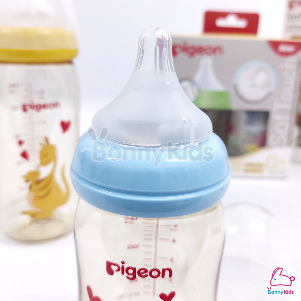 Pigeon (พีเจ้นท์) PPSU SofTouch ขวดนมสีชาพรีเมี่ยม ขวดคอกว้าง (แรกเกิด-6เดือนขึ้นไป)