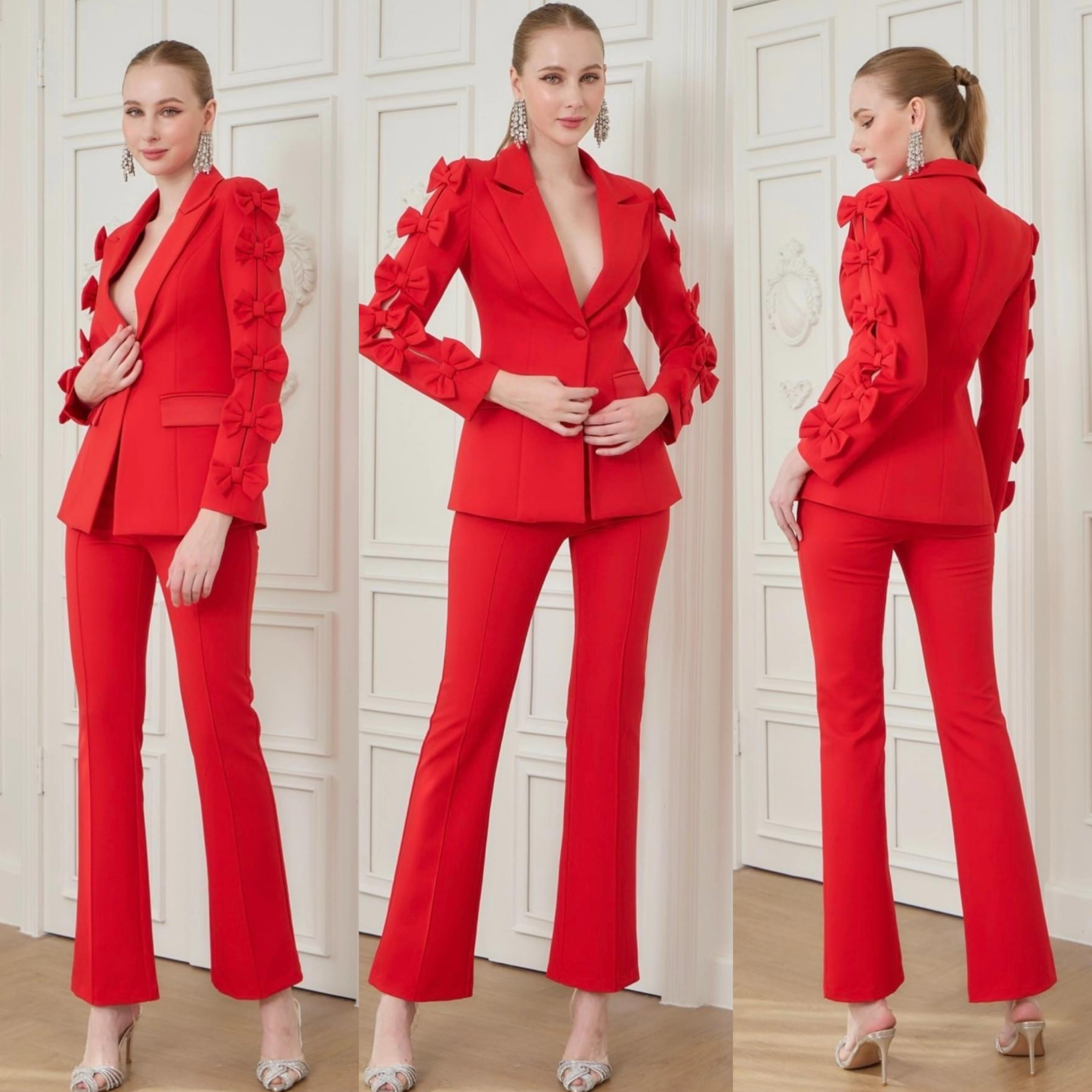 เซตBLAZER แต่งโบว์แขน+กางเกงทรงสวย เนื้อผ้าเกรดเอ ตัวBLAZERเป็นทรงเข้ารูป ปกเป็นทรงเทเล่อร์ ใส่สบาย : สินค้าคุณภาพ (พร้อมส่ง)