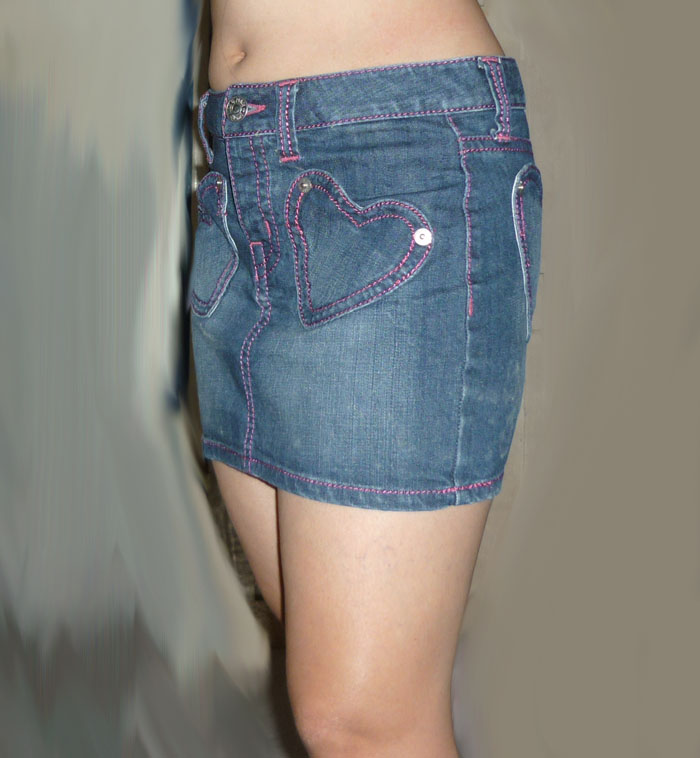 กระโปรงยีนส์หัวใจ หวานน่ารัก 30-34-12