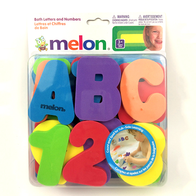 ของเล่นลอยน้ำ ตัวอักษรโฟม A-Z, 0-9 เกาะผนังเมื่อเปียก Melon