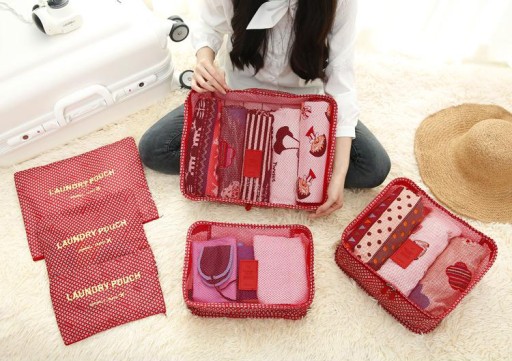 กระเป๋าจัดระเบียบเดินทาง กระเป๋าจัดระเบียบเสื้อผ้า 6 ใบ จัดกระเป๋าเดินทาง กันน้ำ ใส่เสื้อผ้า ชุดชั้นใน เครื่องสำอาง มี 5 สีให้เลือก